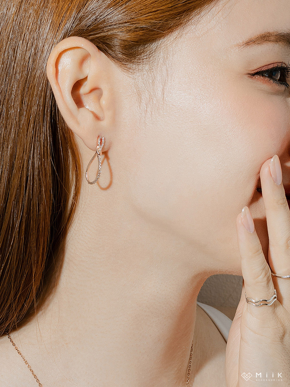 MiiK 925銀針 耳環 親膚抗敏 鋯石耳環《優美引領》(
