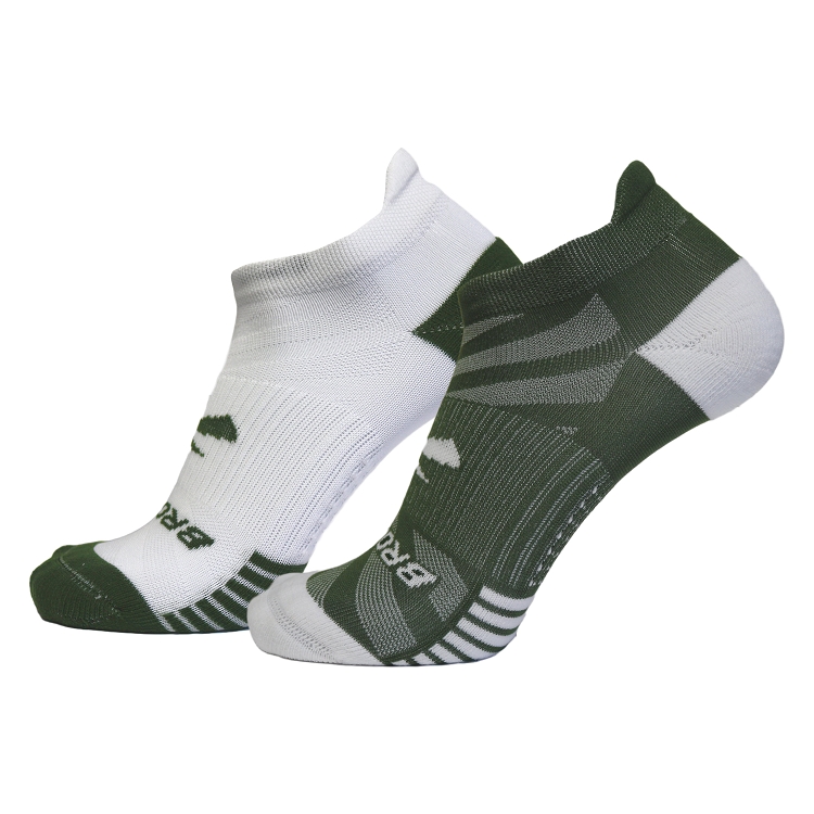 BROOKS 魔鬼輕量型踝襪-2雙組合包_橄欖綠/白 & 白