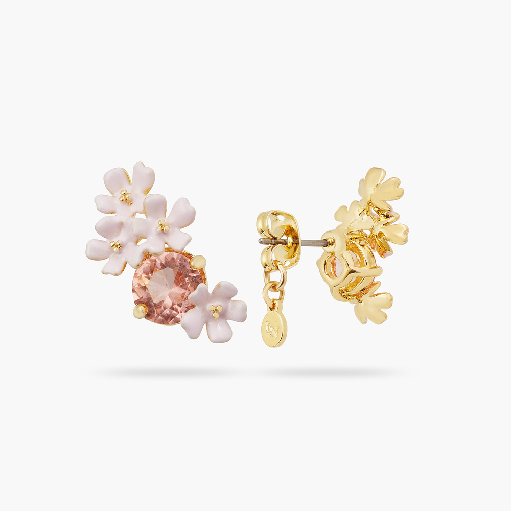 Les Nereides 春之舞會-馬鞭草花與粉色水晶耳環 