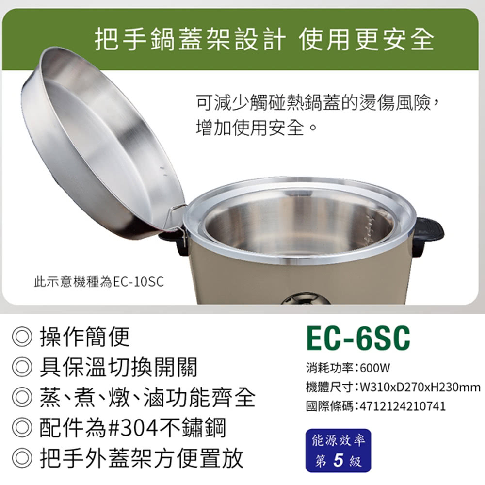 SANLUX 台灣三洋 6人份電鍋(EC-6SC)優惠推薦