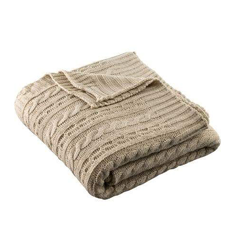 Galway 多功能 保暖針織厚毛毯／厚披毯 米(絕版品限量