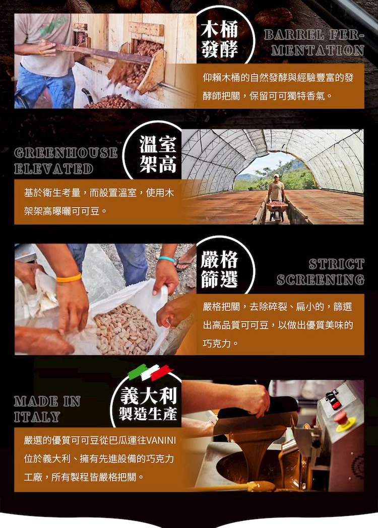 嚴選的優質可可豆從巴瓜運往VANINI