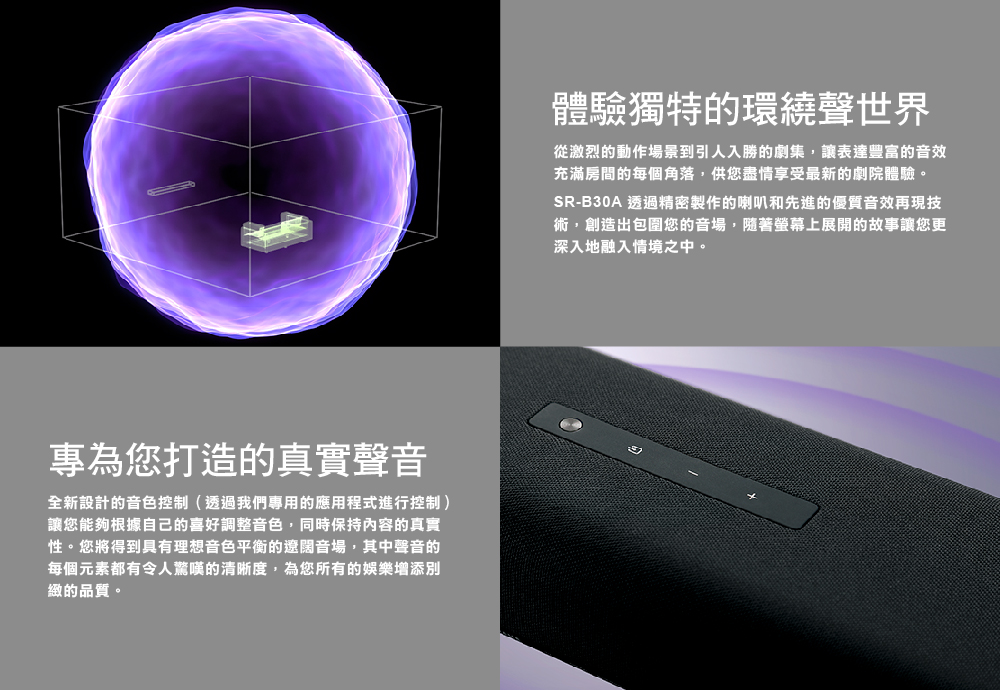 SRB30A 透過精密製作的喇叭和先進的優質音效再現技