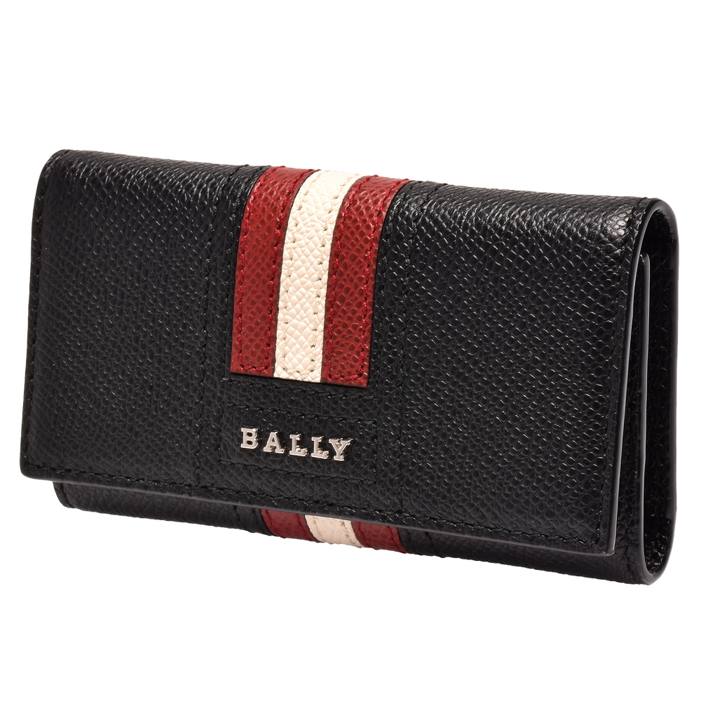BALLY 經典TALTOS系列紅白紅條紋小牛皮釦式鑰匙包(