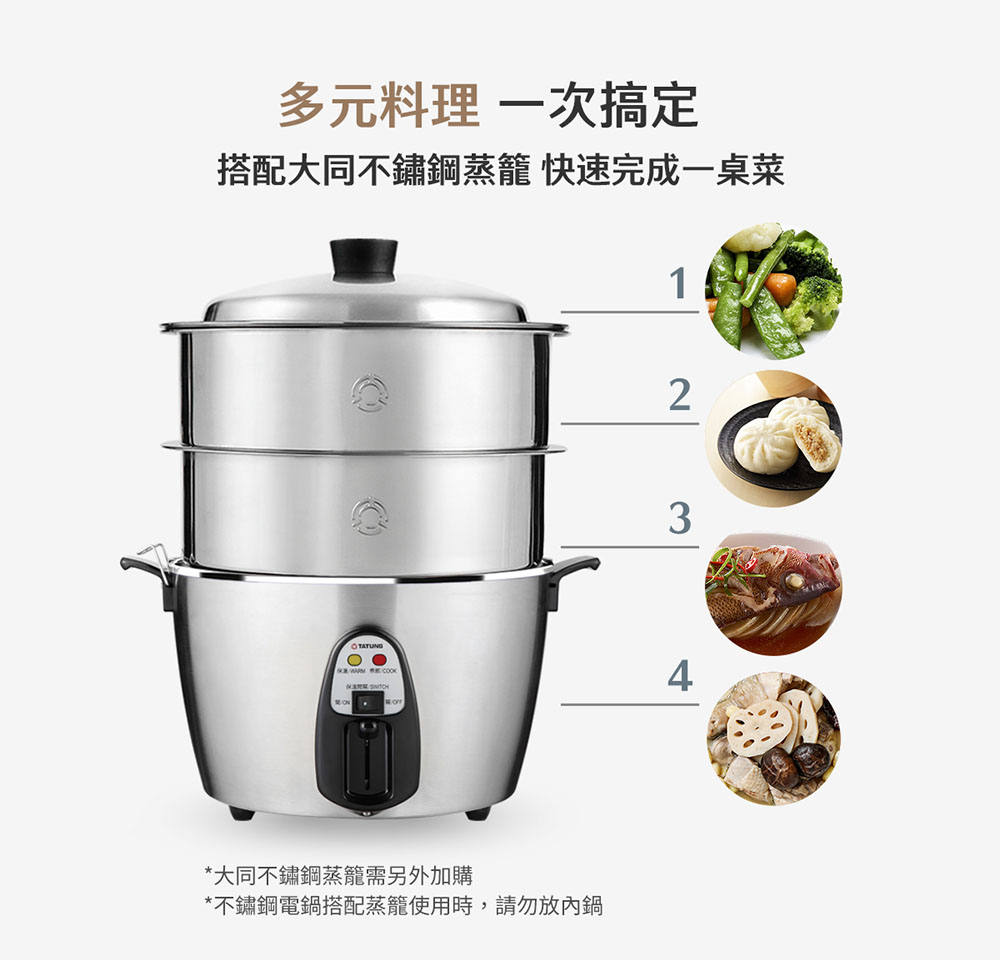 TATUNG 大同】11人份異電壓220V全不鏽鋼電鍋（僅國外適用）(TAC-11T