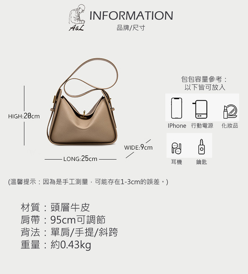 溫馨提示因為是手工測量,可能存在13cm的誤差。