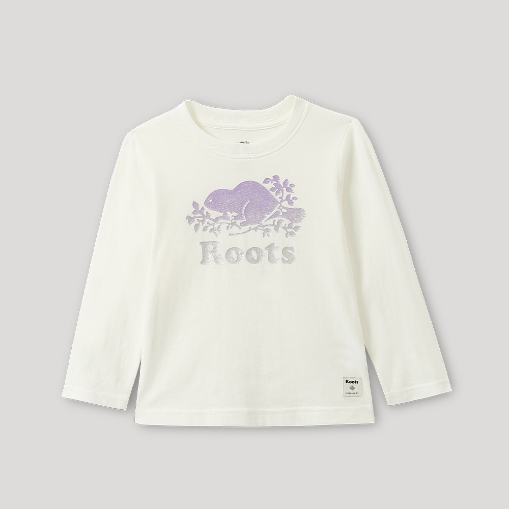 Roots 小童款-精選Roots 經典海狸logo長袖T恤