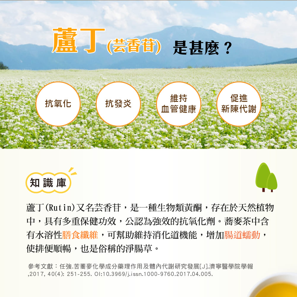 參考文獻任強.苦蕎麥化學成分藥理作用及體內代謝研究發展J.濟寧醫學院學報