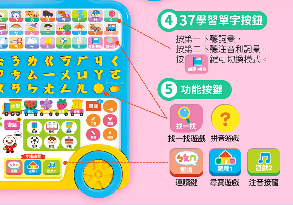 按第二下聽注音和詞彙。