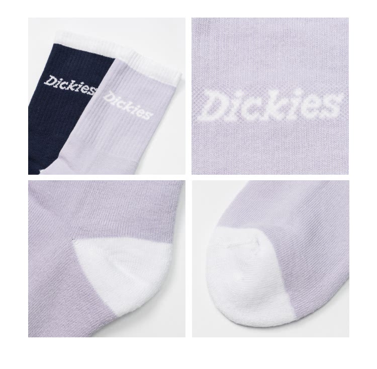 Dickies 男女款宇宙藍紫色簡約品牌Logo撞色中筒襪（