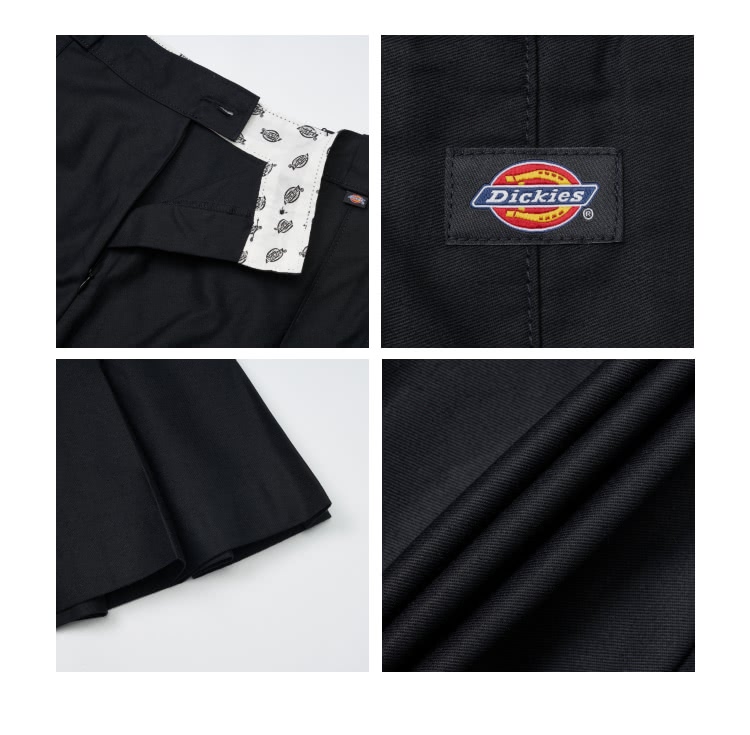 Dickies 女款黑色簡約百搭附褲耳打摺設計短裙｜DK01