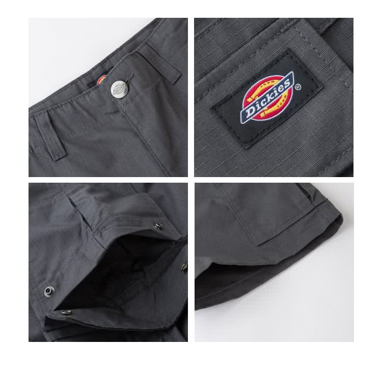 Dickies 男款碳灰色純棉耐穿多口袋設計工裝短褲｜DK0