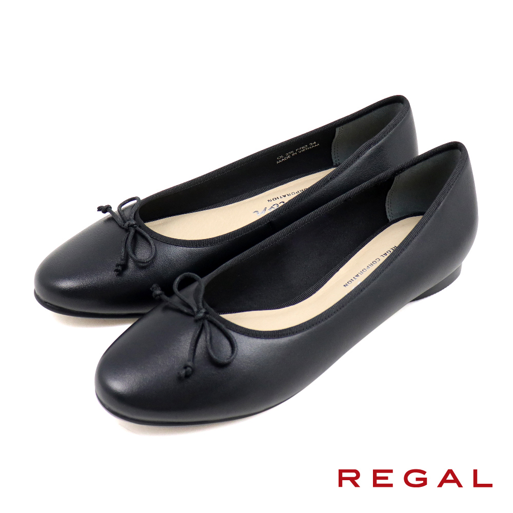 REGAL 經典小羊皮細繩綁帶造型低跟鞋 黑色(P782-B
