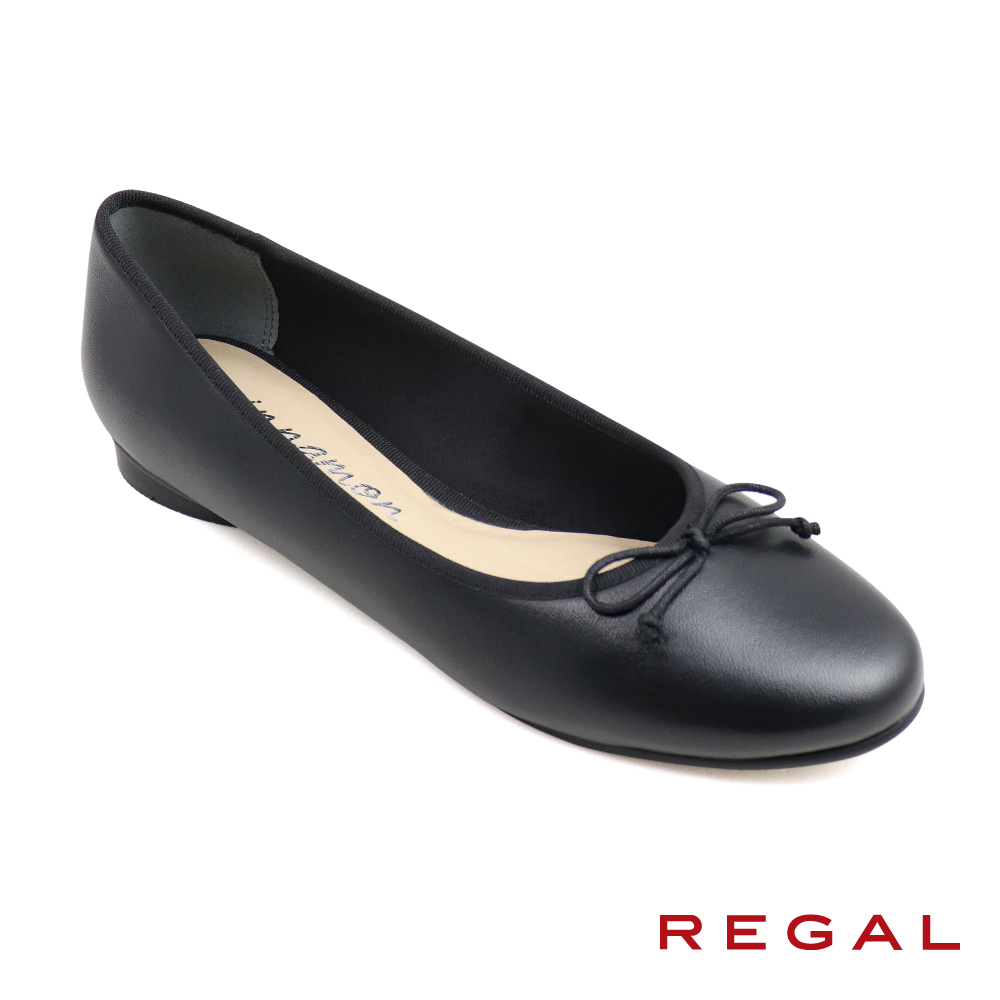 REGAL 經典小羊皮細繩綁帶造型低跟鞋 黑色(P782-B