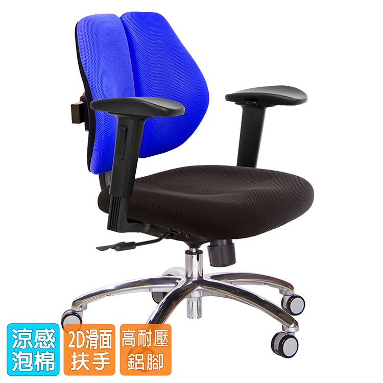 GXG 吉加吉 低雙背 電腦椅 鋁腳/2D滑面升降扶手(TW