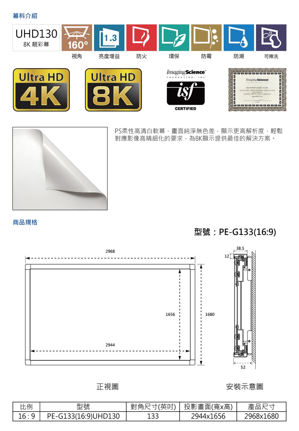 PS柔性高清白軟幕,畫面純淨無色差,顯示更高解析度,輕鬆