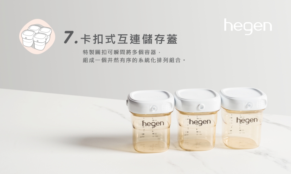 7.卡扣式互連儲存蓋 特製圓扣可瞬間將多個容器, 組成一個井然有序的系統化排列組合。 