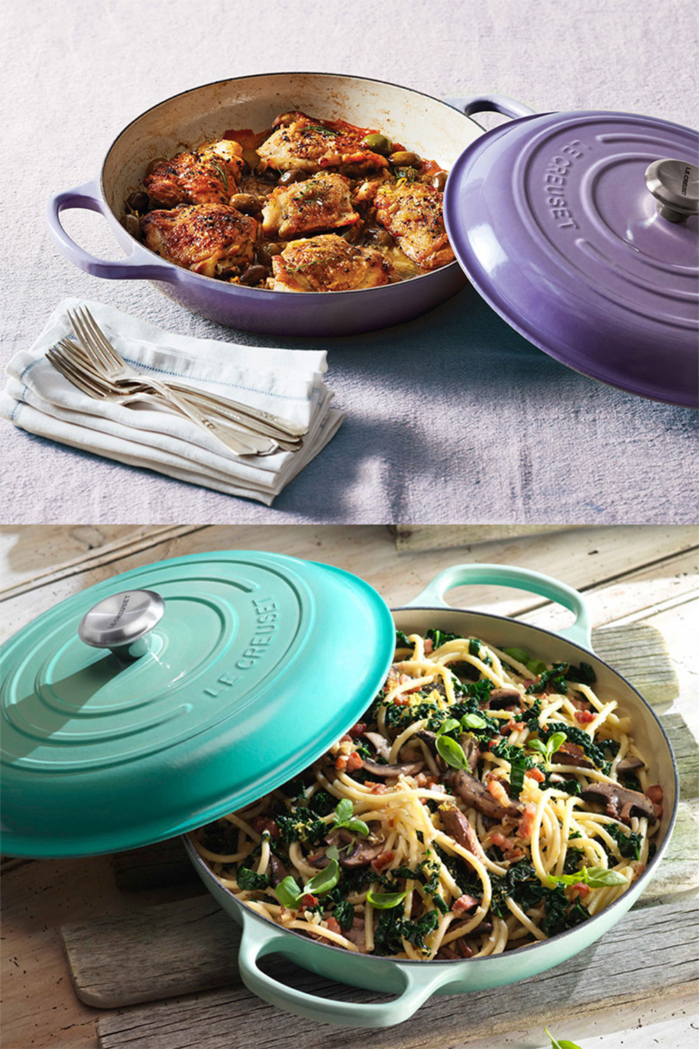 Le Creuset 琺瑯鑄鐵鍋淺底鍋22cm(錦葵紫-銅頭