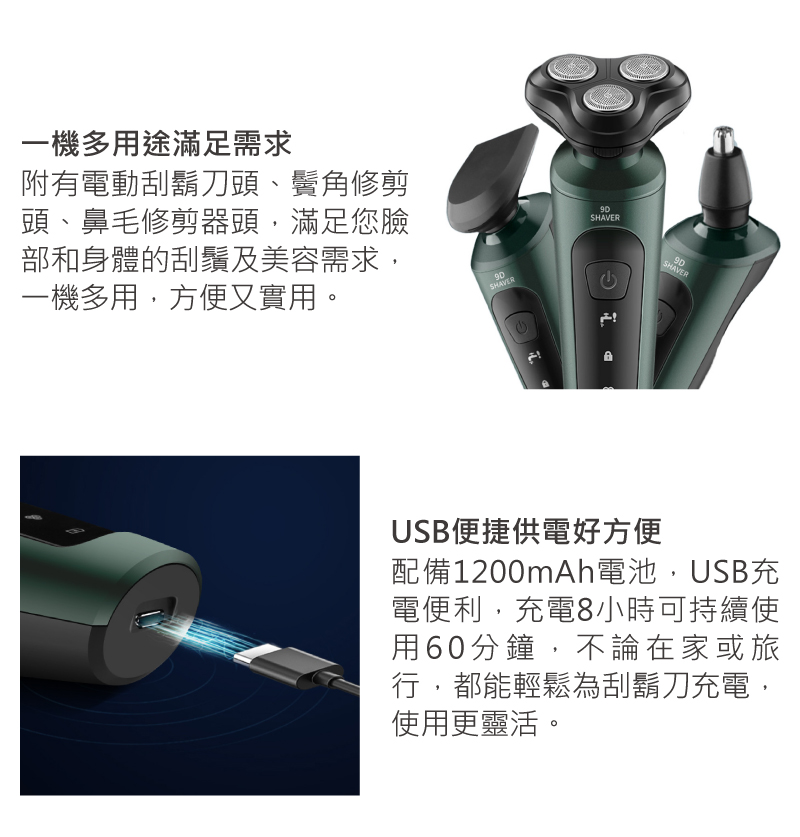 配備1200mAh電池,USB充