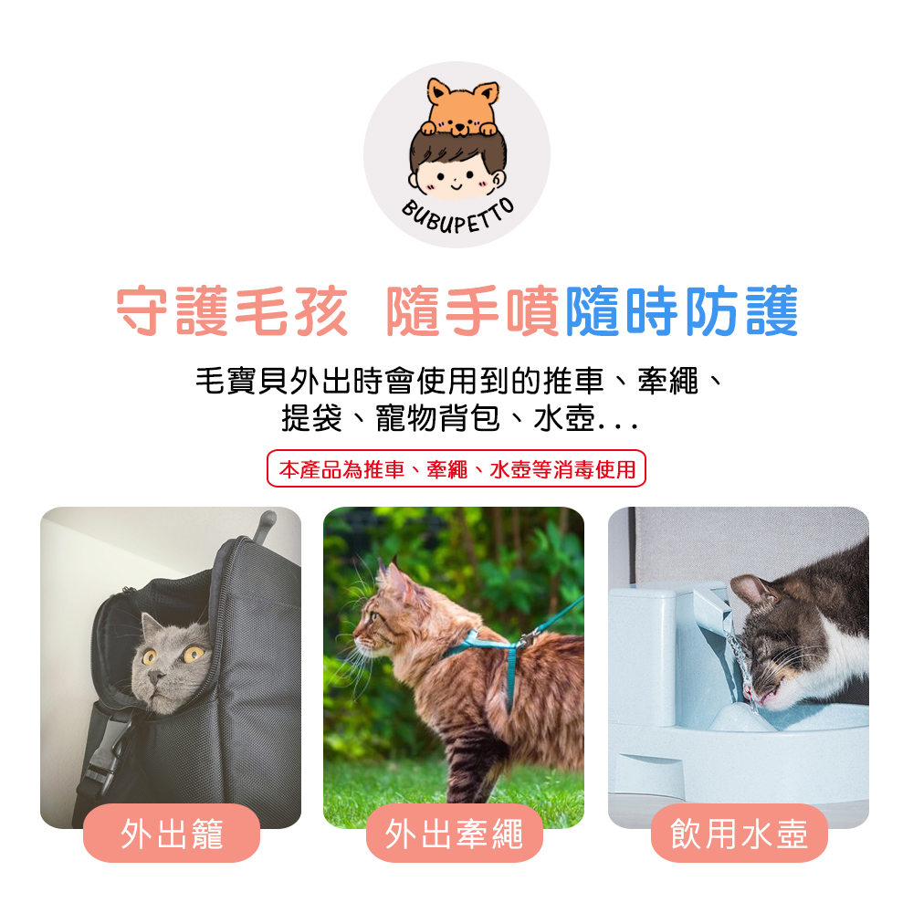 BUBUPETTO 貓咪外出清潔用免稀釋次氯酸水-超值組60