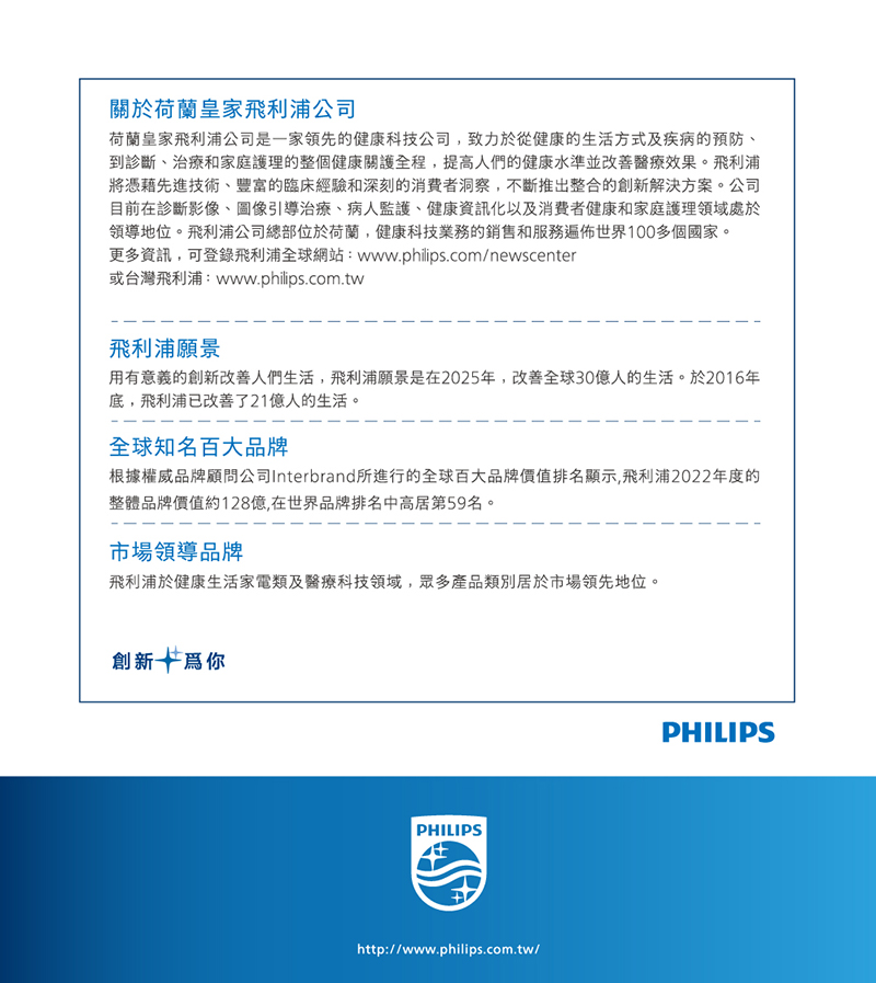 根據權威品牌顧問公司Interbrand所進行的全球百大品牌價值排名顯示,飛利浦2022年度的