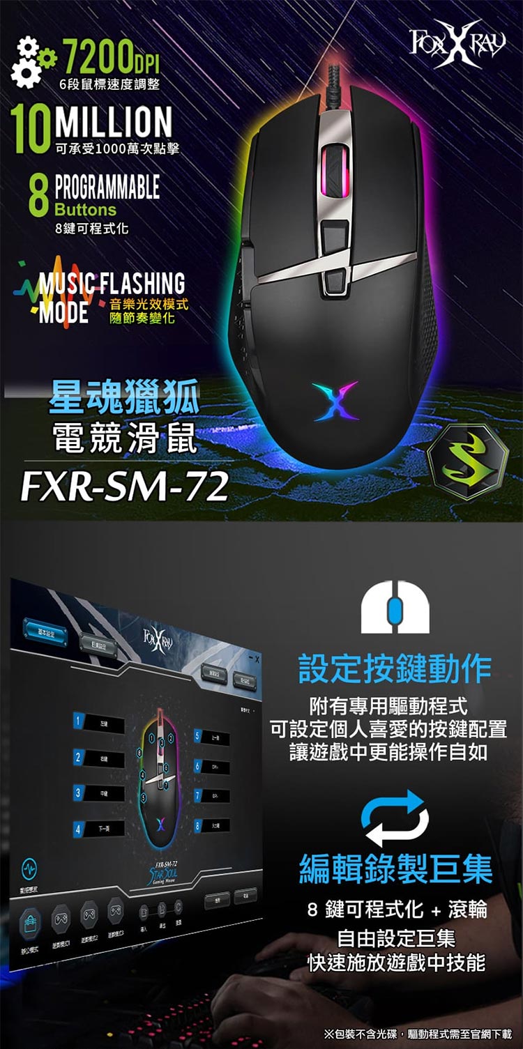 INTOPIC FXR-SM-72 星魂獵狐電競滑鼠折扣推薦