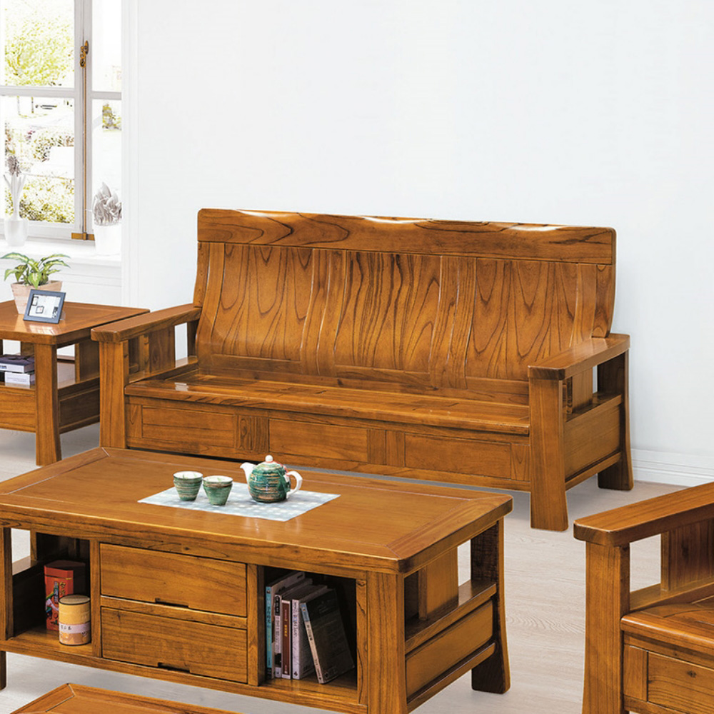 MUNA 家居 588型樟木色實木組椅/雙人座(沙發 實木 