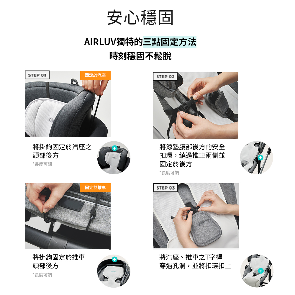 AIRLUV獨特的三點固定方法