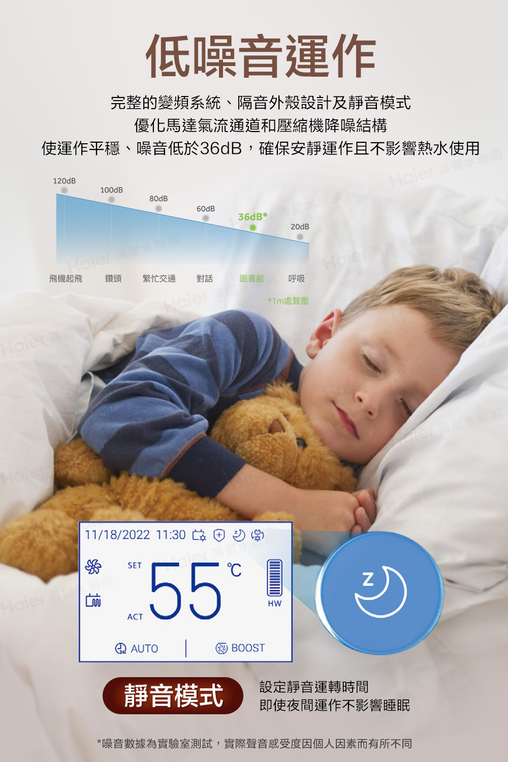 使運作平穩、噪音低於36dB,確保安靜運作且不影響熱水使用