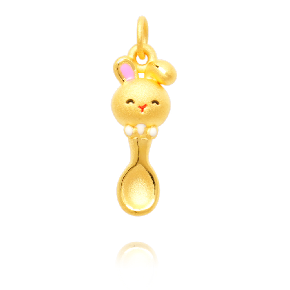 童樂繪金飾 黃金兔湯匙 紅繩項鍊 約重0.26錢±3厘(彌月