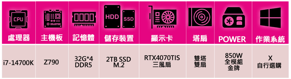 華碩平台 i7二十核 RTX4070TI SUPER{心思細