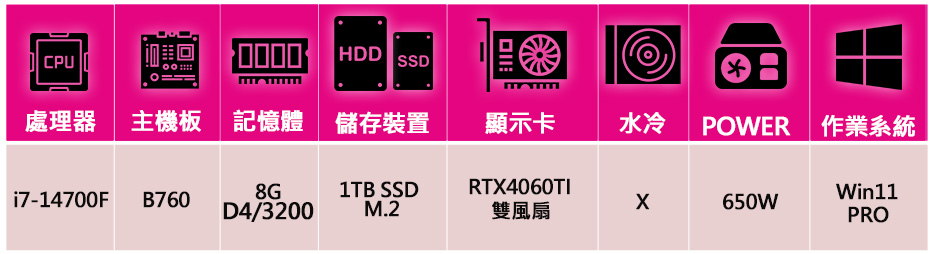 華碩平台 i7二十核 RTX4060TI WiN11P{美醜