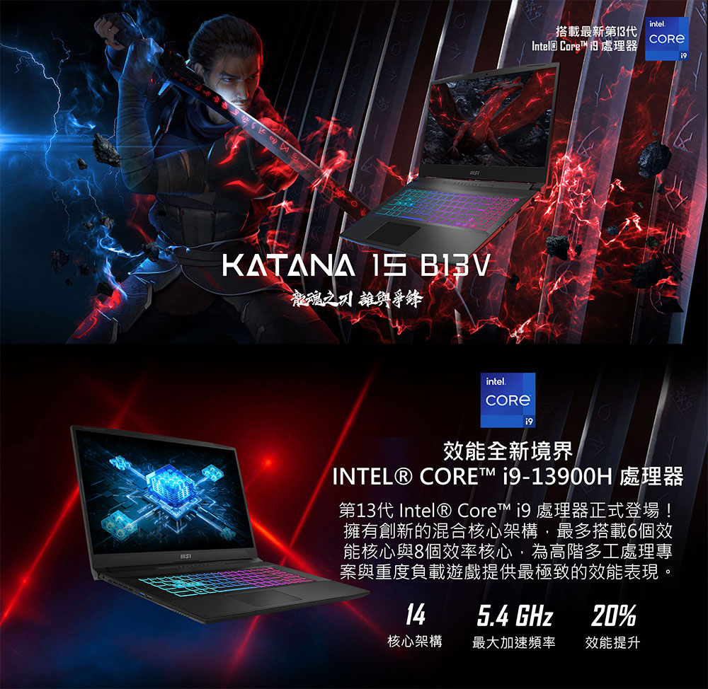 MSI 微星 ▲特仕版 15.6吋i9電競(Katana 1