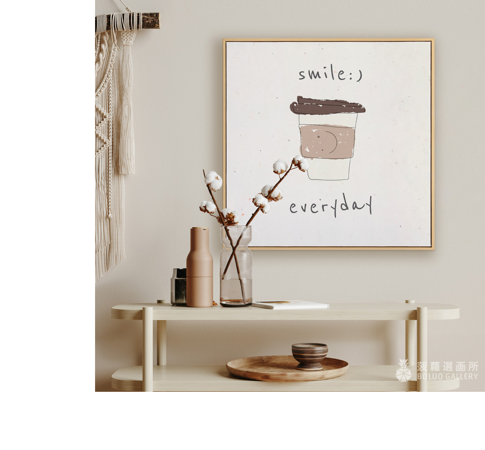 菠蘿選畫所 暖心咖啡-25x25cm(咖啡插畫裝飾掛畫/房間