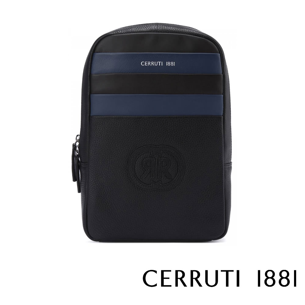 Cerruti 1881 頂級義大利小牛皮斜肩包(黑色 CE