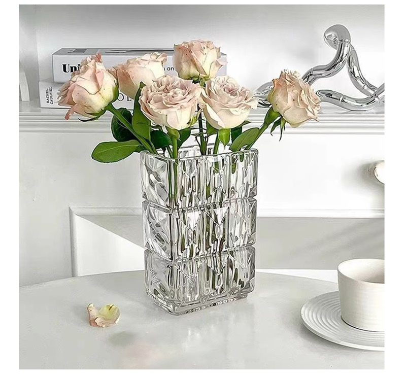 Jun Jun 輕奢晶透浮雕水晶玻璃花瓶 花器優惠推薦