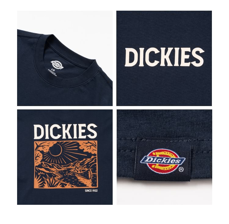 Dickies 男女款深海軍藍純棉背面大圖案印花休閒短袖T恤