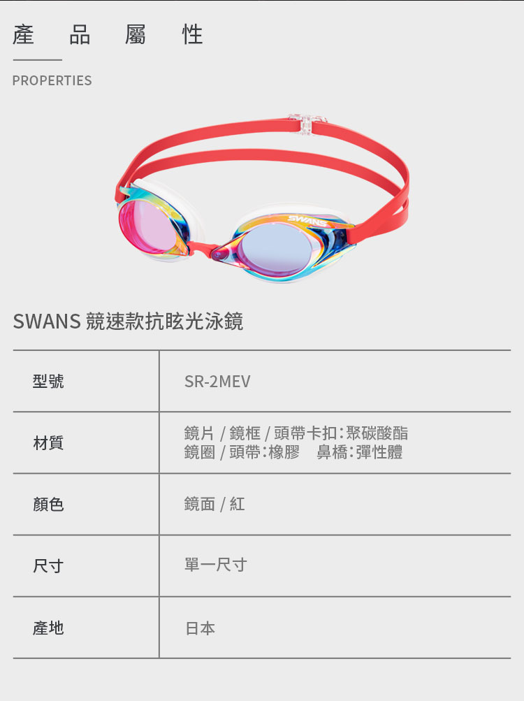 SWANS 成人競速泳鏡 SR-2MEV折扣推薦