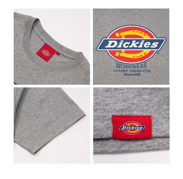 Dickies 男女款羽灰色純棉胸前經典三色大Logo印花寬
