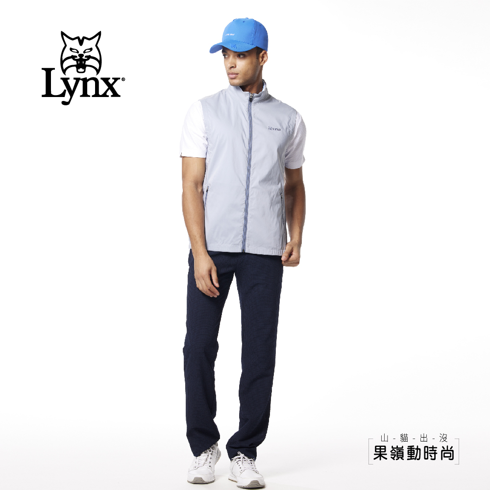 Lynx Golf 男款透氣彈性舒適脇邊剪接沖孔山貓造型配布