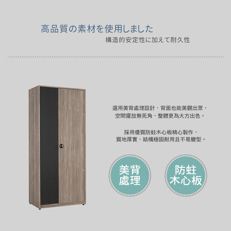 BODEN 休斯2.7尺工業風二門衣櫃(雙吊桿) 推薦
