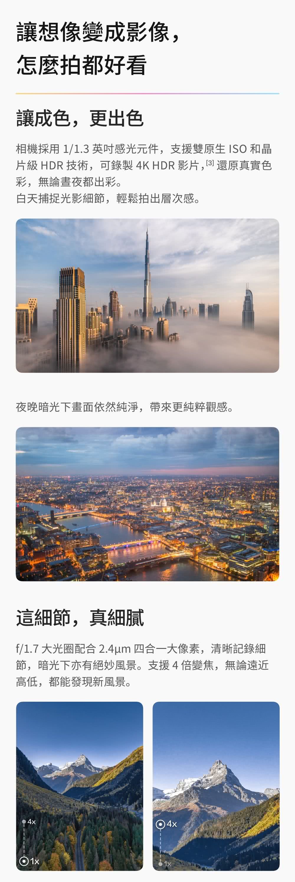 片級 HDR 技術,可錄製4K HDR影片,31還原真實色
