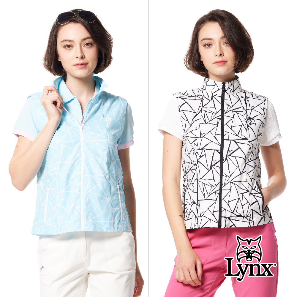 Lynx Golf 女款滿版不規則三角形印花腰圍可調山貓膠標