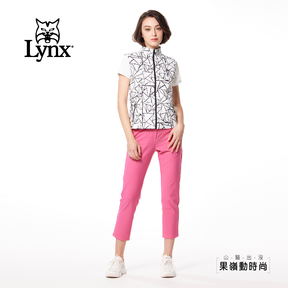 Lynx Golf 女款滿版不規則三角形印花腰圍可調山貓膠標