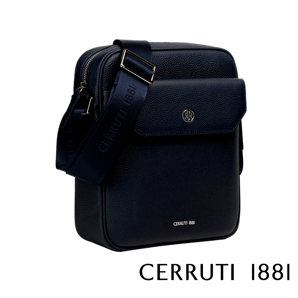 Cerruti 1881 義大利頂級小牛皮肩背包斜背包(黑色