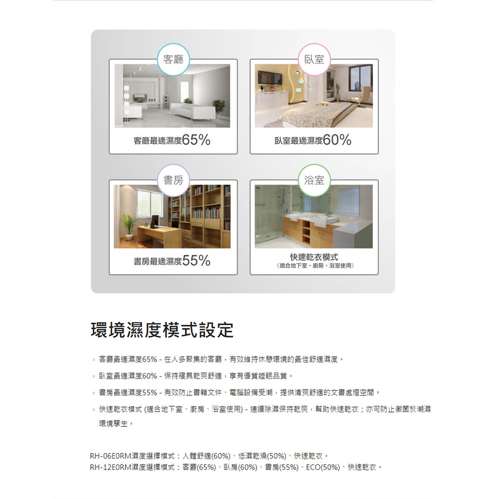 。快速乾衣模式 適合地下室、廚房、浴室使用 連續除濕保持乾爽,幫助快速乾衣亦可防止徽菌於潮濕