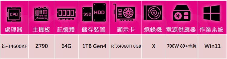 技嘉平台 i5十四核GeForce RTX 4060TI W