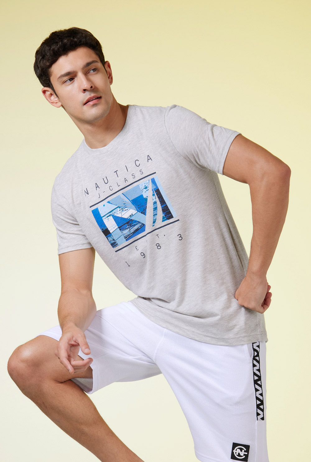 NAUTICA 男裝 品牌個性印花短袖T恤(灰色) 推薦