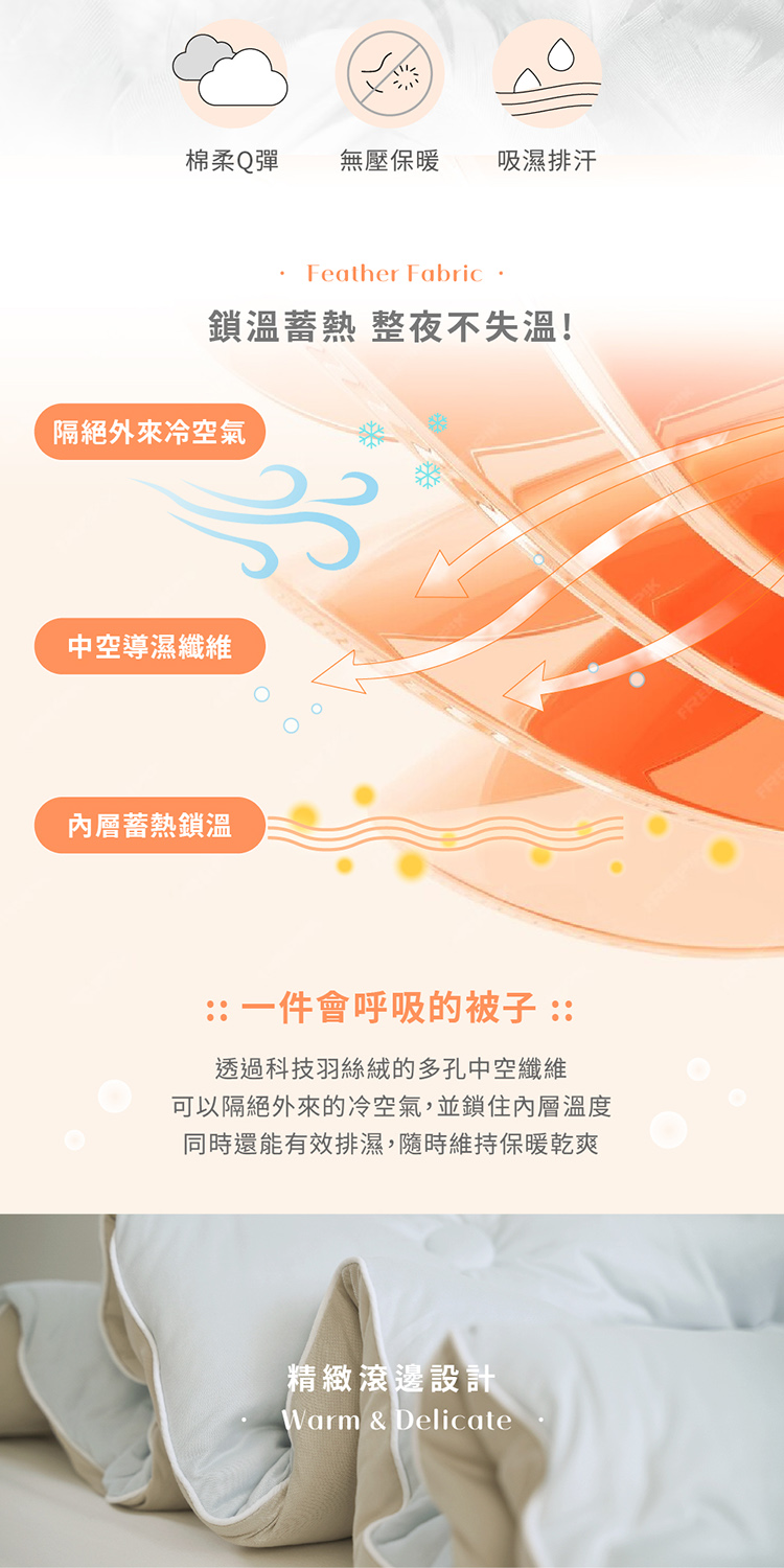 可以隔絕外來的冷空氣,並鎖住內層溫度