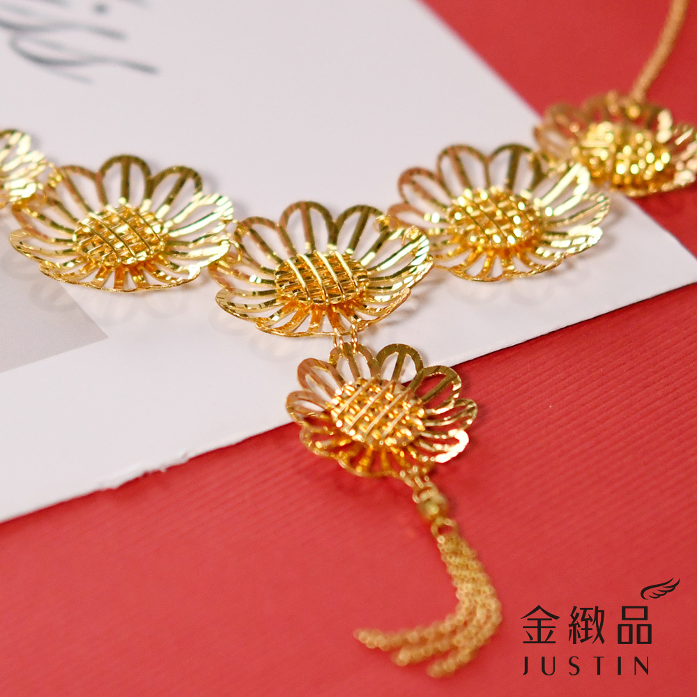 金緻品 黃金項鍊 典藏花卉 7.99錢(純金套鍊 流線 花朵